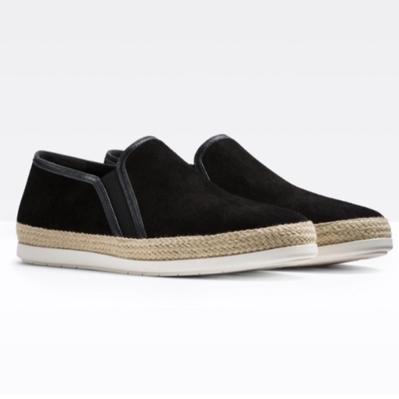 VINCE Acker Espadrille Slip-On Sneakers Black Suede - Picture 1 of 7